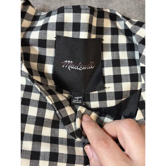 NWT Madewell Single-Breasted Crewneck Vest True Black White Checkered - Picture 5 of 12